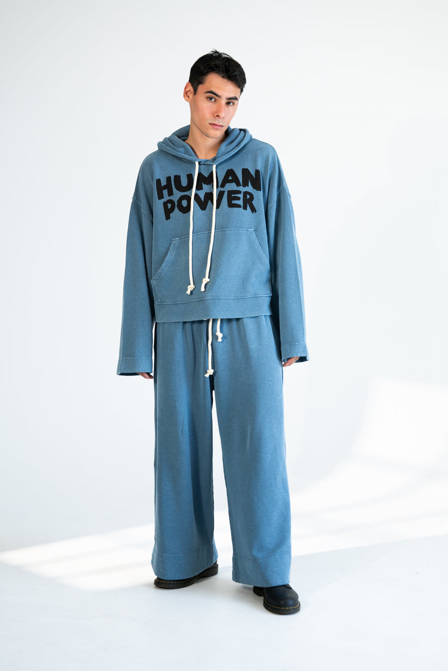 Pacific Hoodie — Oversized Cropped Hemp Hoodie, Natural Indigo