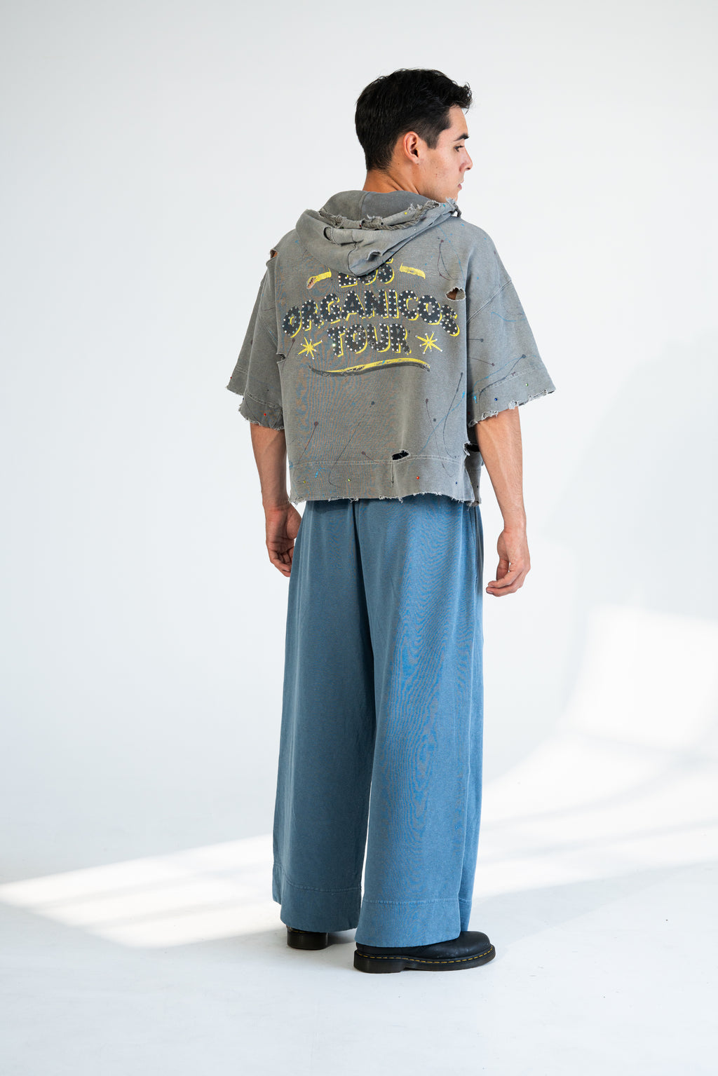 Organic City Vintage Short Sleeve Cropped Hemp Hoodie – Coconut Charcoal
