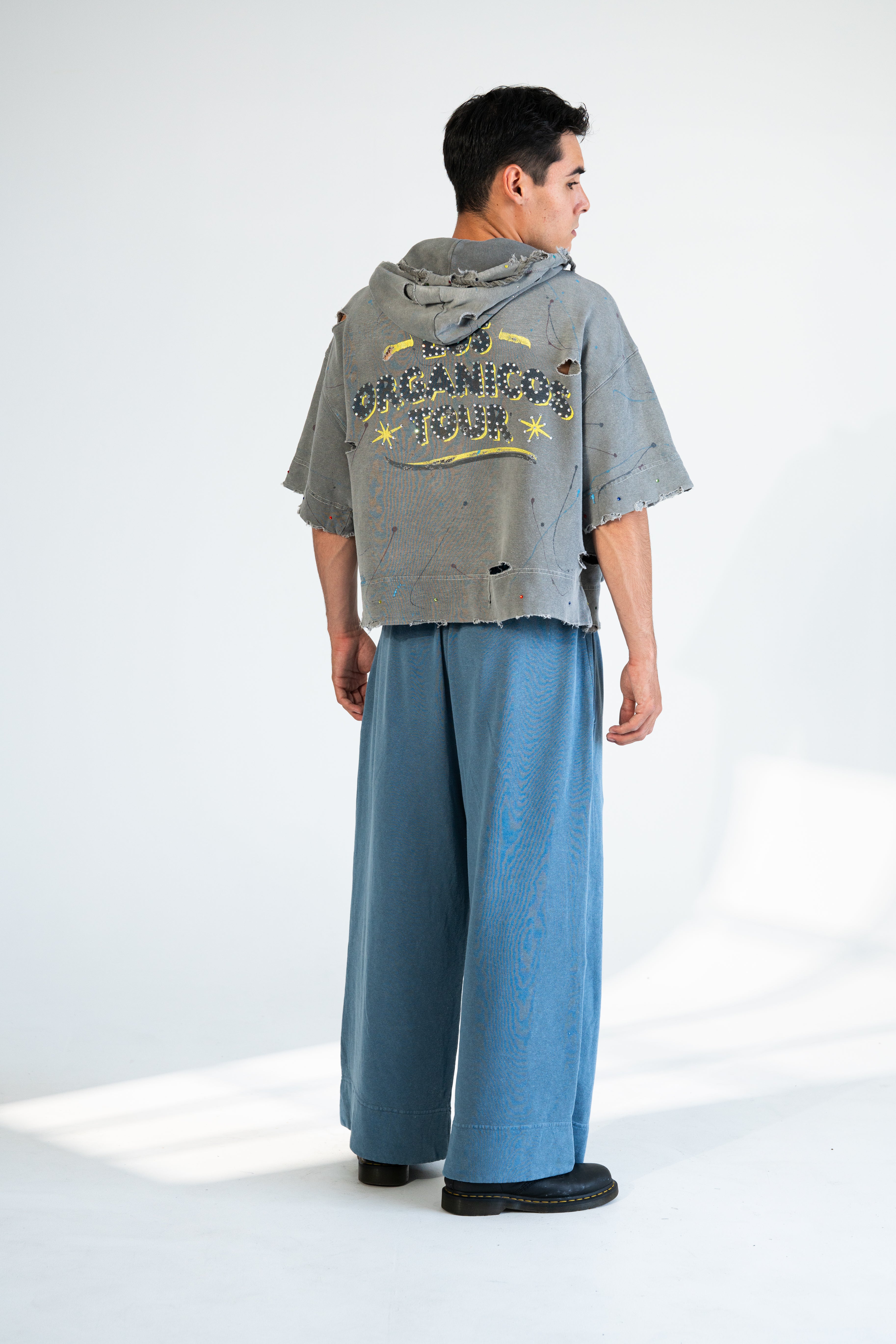 Organic City Vintage Short Sleeve Cropped Hemp Hoodie – Coconut Charcoal