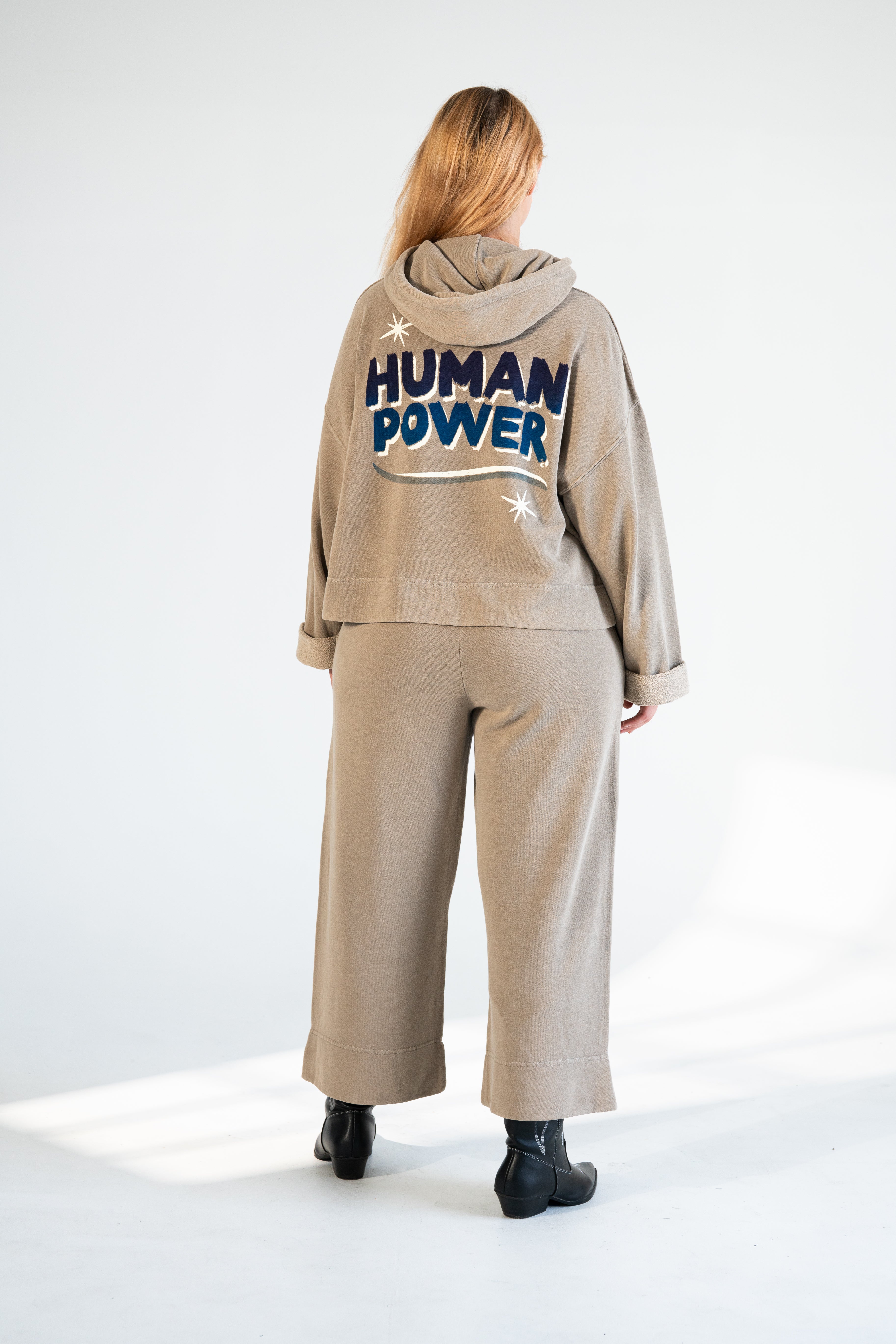 Human Power Cropped Hoodie – Red Clay & Coconut Charcoal