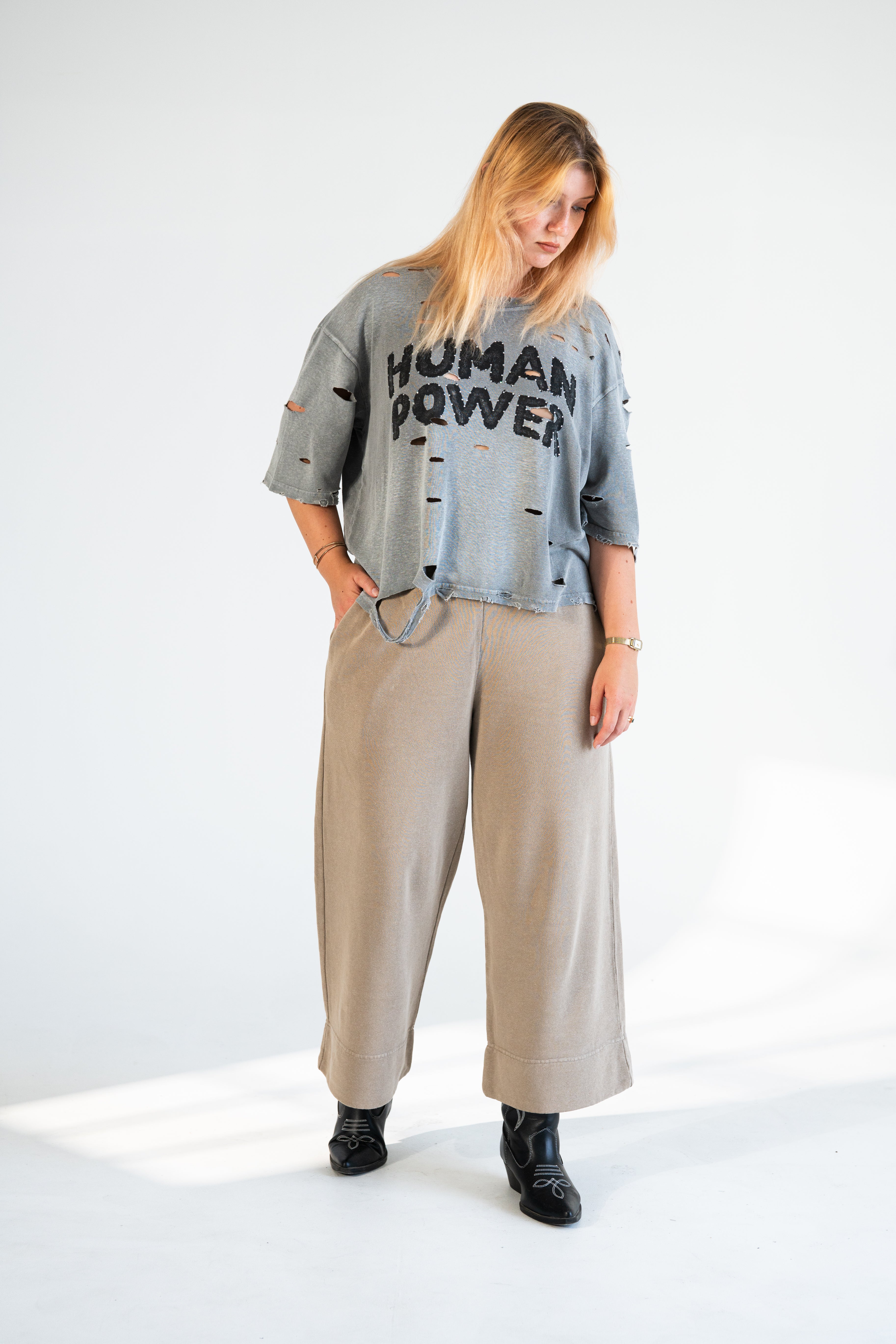 Human Power Vintage Box T-Shirt | Hemp & Organic Cotton | Coconut Charcoal