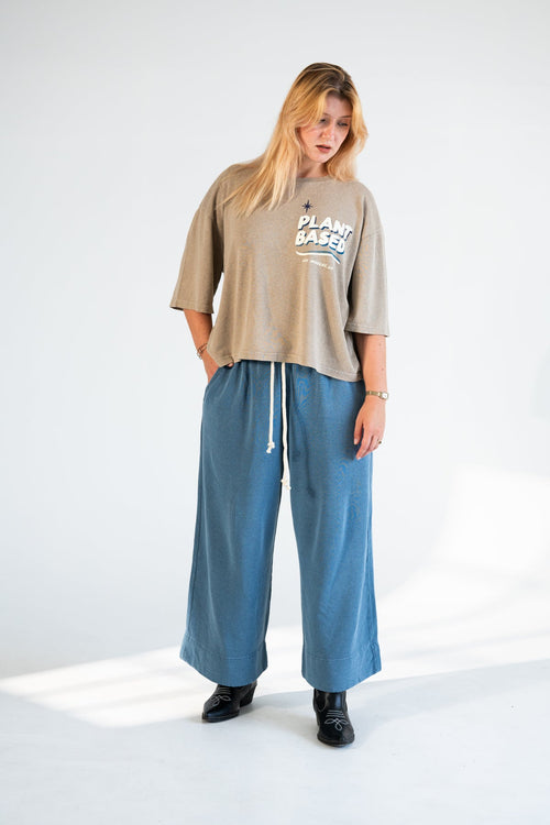 Topanga Tee — cropped boxy hemp t-shirt dyed with red clay and coconut charcoal