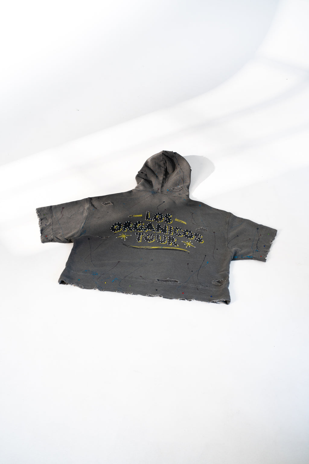Organic City Vintage Short Sleeve Cropped Hemp Hoodie – Coconut Charcoal