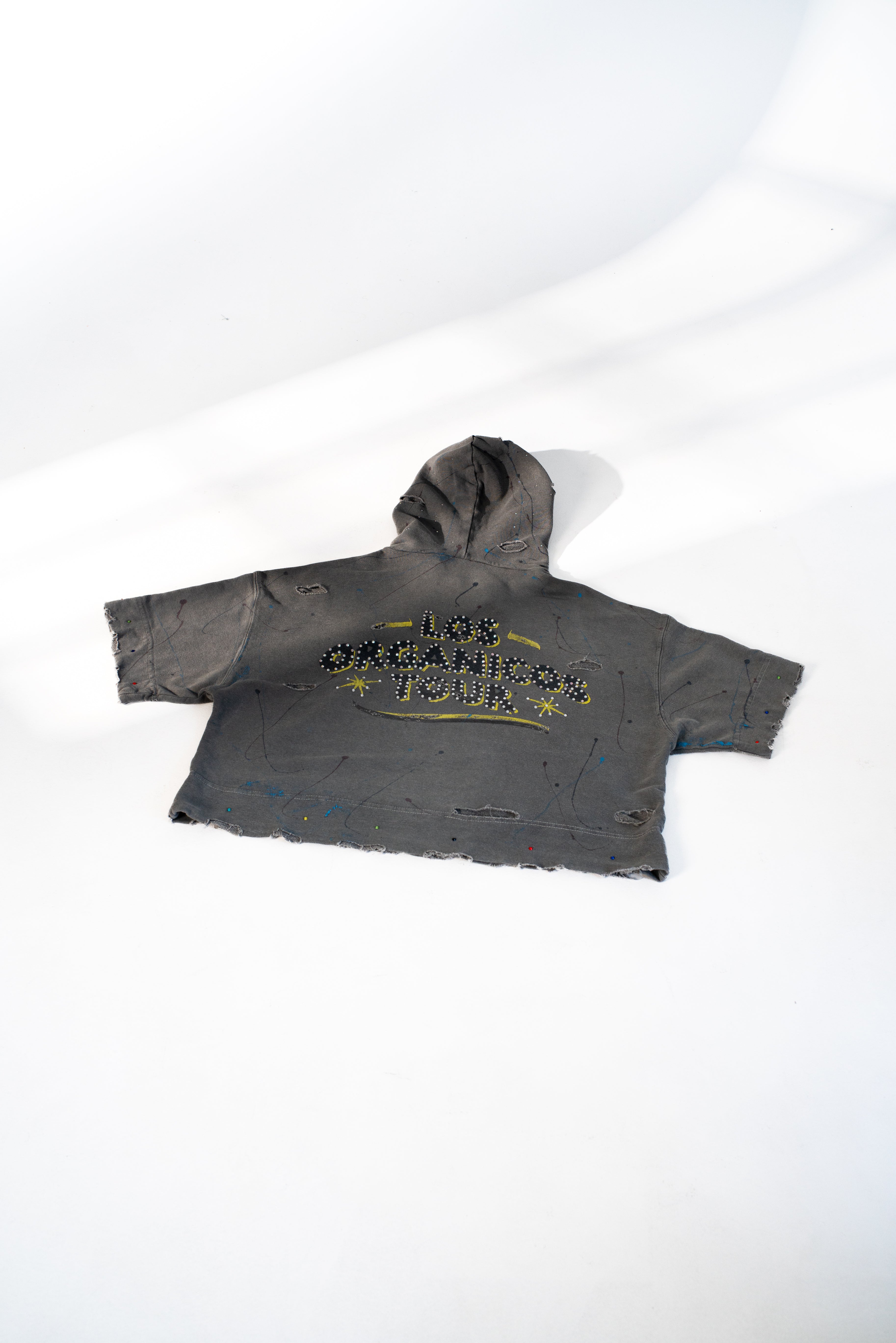 Organic City Vintage Short Sleeve Cropped Hemp Hoodie – Coconut Charcoal