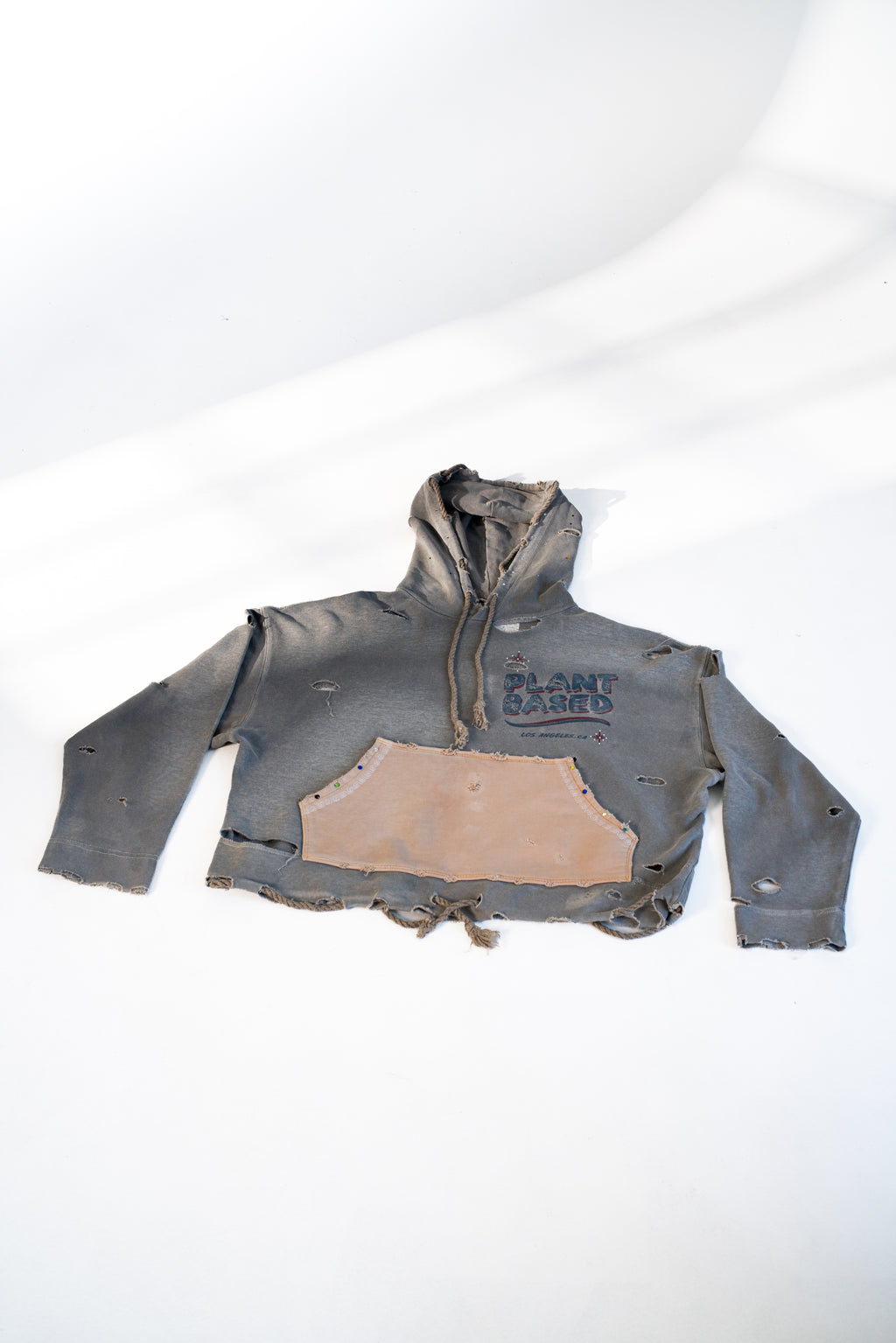 Human Power Vintage Cropped Hoodie – Coconut Charcoal