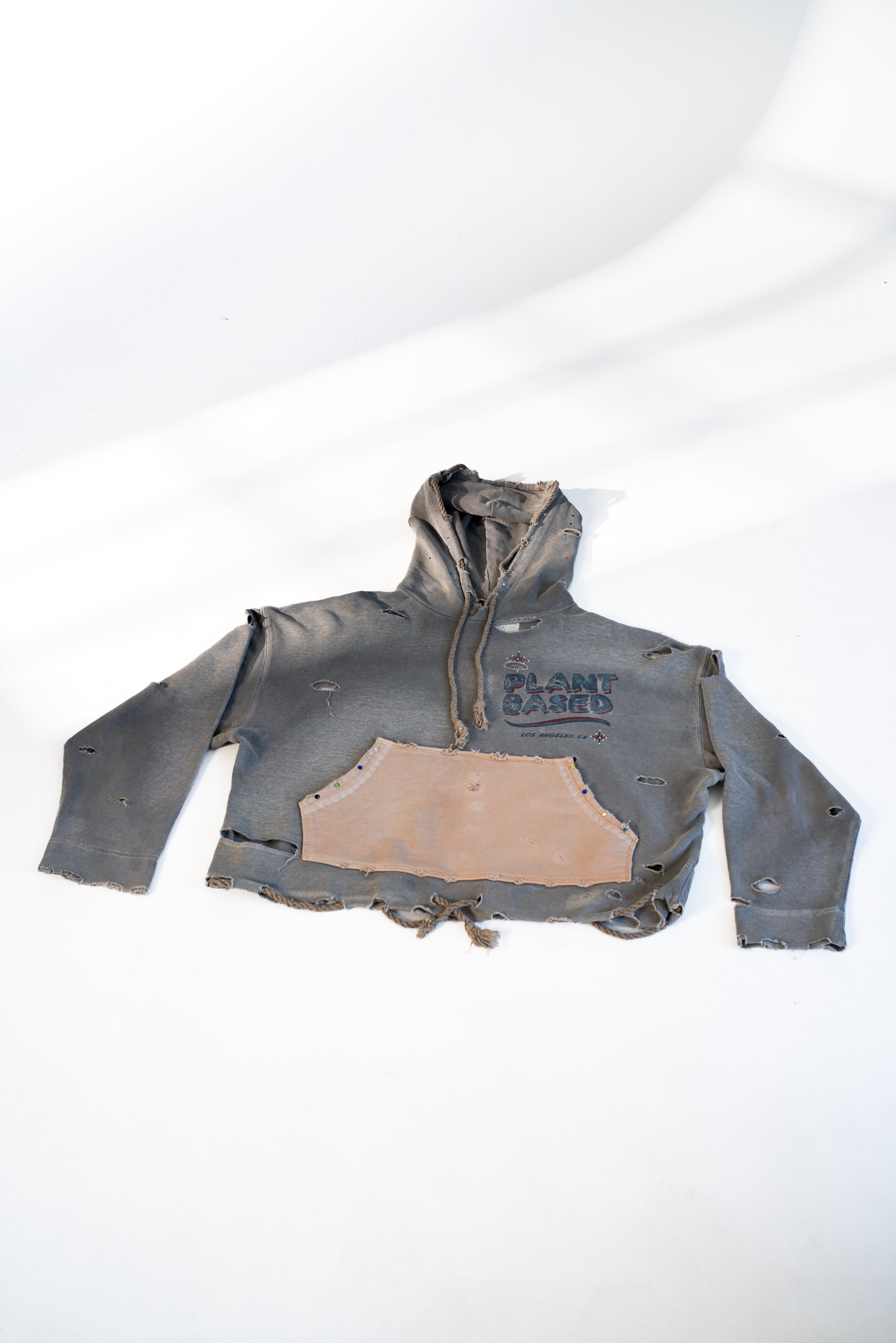 Human Power Vintage Cropped Hoodie – Coconut Charcoal