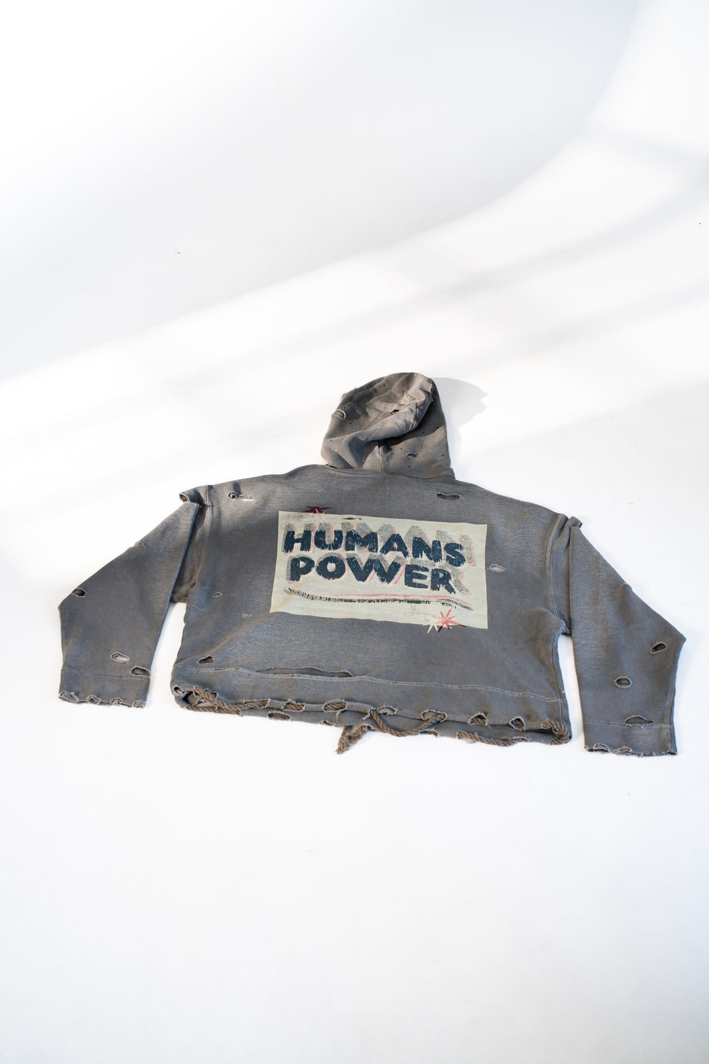 Human Power Vintage Cropped Hoodie – Coconut Charcoal